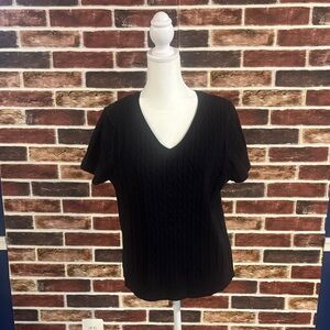 Black V-Neck Women's Top